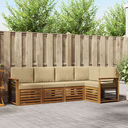 Utomhussoffset 5 st Naturlig och Beige Polyester