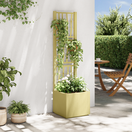 Trädgårdsplanterare med trellis Grön 36 x 36 x 140 cm PP