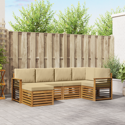 Utomhussoffset 6 st Naturlig och Beige Polyester