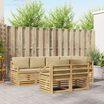 Utomhussoffset 7 st Vit och Beige Polyester