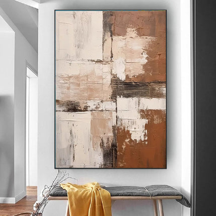 Large Abstract Handmade Painting Brown Textured Wall Art Minimalist Wabi-sabi Modern Home Living Room Decor