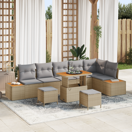 Trädgårdsoffset 9 st 8-Antal sittplatser Beige och Ljusgrå