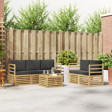 Utomhussoffset 6 st 5-sits Vit och antracit Polyester