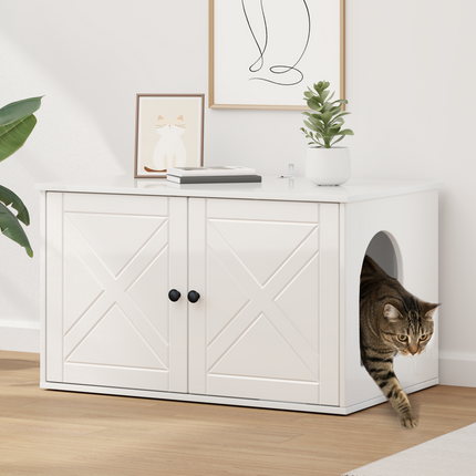 Katt hus Glansig Vit 85 x 55 x 50,5 cm Konstruerat trä