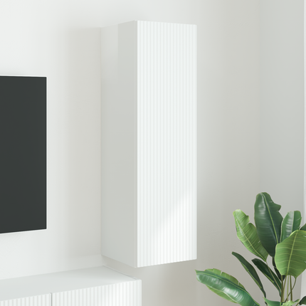 TV Vägghylla 30 x 31 x 100 cm Glansig Vit Konstruerat trä