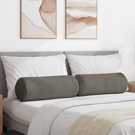 Bolsterkuddar 2 pcs Ljusgrå Ø 25 x 70 cm Kordread tyg