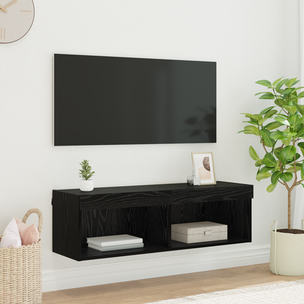 TV Vägghylla 100 x 30 x 30 cm Svart Ek Konstruerat trä
