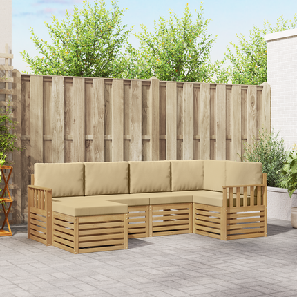 Utomhussoffset 6 st Vit och Beige Polyester