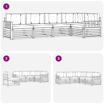 Utomhussoffset 6 st Vit och antracit Polyester
