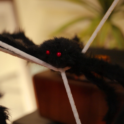 Halloween-spindel dekoration med nät 4 st Svart och vit 150 cm