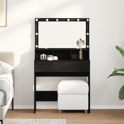 Smyckebord Svart Ek 80 x 41 x 134,5 cm Konstruerat trä