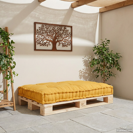 Pallettsoffa Kudde Gul 120 x 80 x 12 cm Tyg