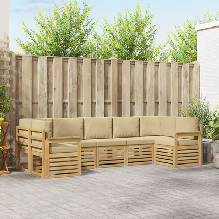 Utomhussoffset 6 st Vit och beige Polyester