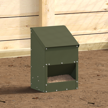 Hönsfodertråg Olivgrön 21 x 16 x 33 cm Kallvalsat Stål