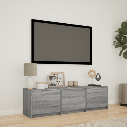 TV-bänk med LED 140x34x40 cm Grå Sonoma Konstruerat trä