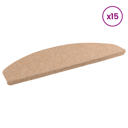 Självhäftande trappmattor 15 st 80 x 28 x 3,5 cm Beige