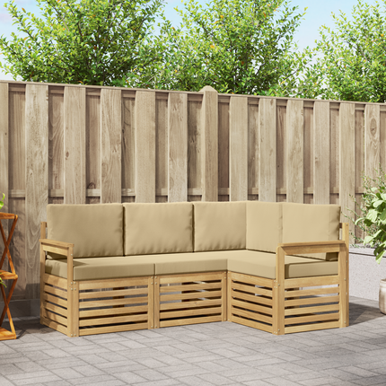 Utomhussoffset 4 st Vit och Beige Polyester