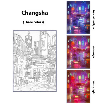Changsha Night View Light Painting Desktop Two-dimensional Sketch Atmosphere Three-color Led Luminous Paint