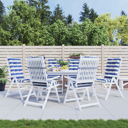 Utomhuskudde 6 pcs Blå och Vit 120 x 50 x 7 cm Tyg