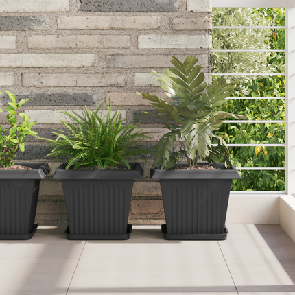Fyrkantig Blomkruka 24 st Svart 21 x 21 x 2 cm Plast