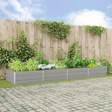 Planteringskärl Ljusgrå 385 x 100 x 45 cm Galvaniserat Stål
