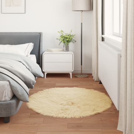 Fuskfäll matta TAFALLA Gräddvit Ø 80 cm Polyester