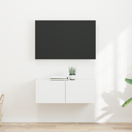TV Vägghylla 2 st Vit Konstruerat trä