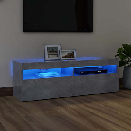 TV-bänk med LED-belysning betonggrå 120x35x40 cm