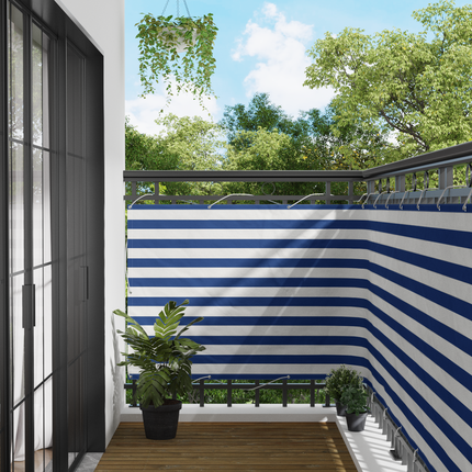 Balkong Skärm Blå och Vit 110 x 700 cm Oxford Tyg