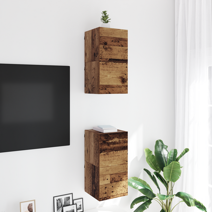Väggmonterat TV-förråd Gammalt trä 30,5 x 30 x 30 cm