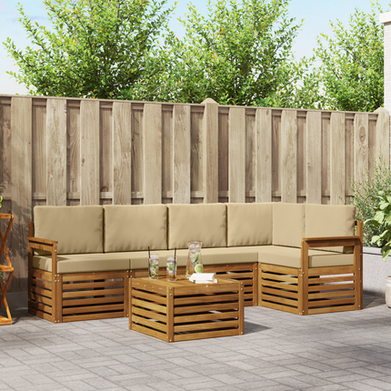 Utomhussoffset 6 st Naturlig och Beige Polyester