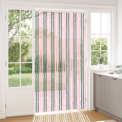 Insektsgardin Chenille Silvergrå och Rosa 118 x 220 cm 100% PP