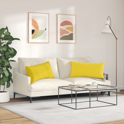 Sofakuddar 2 st tyg Ljusgul 80 x 40 cm