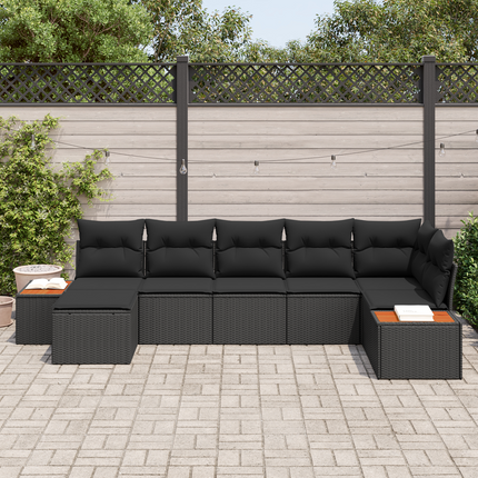 Trädgårdsoffset 8 st 7-Antal sittplatser Svart Polyrattan