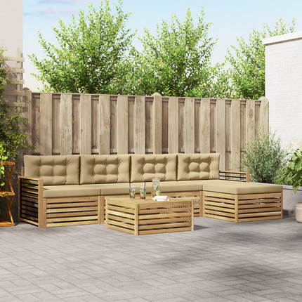 Utomhussoffset 7 st Vit och Beige Polyester