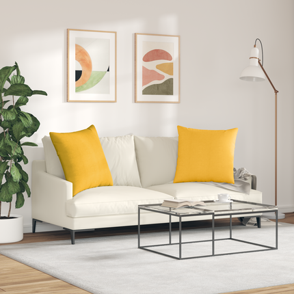 Sofakuddar 2 pcs Ljusgul 60 x 60 cm Kordread tyg