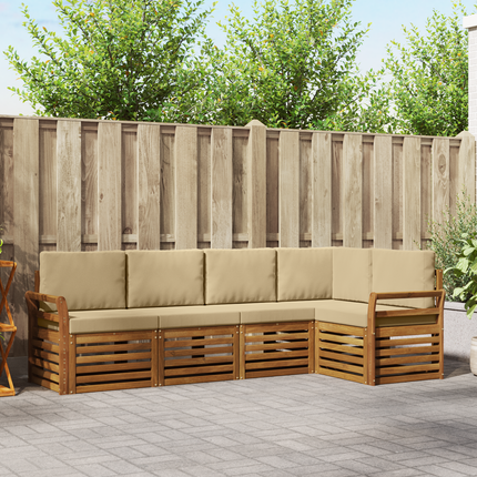 Utomhussoffset 5 st Naturlig och Beige Polyester