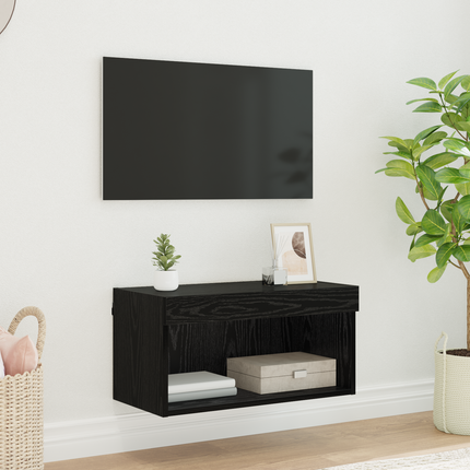 TV-bänkset 60 x 30 x 30 cm Svart Ek Konstruerat trä