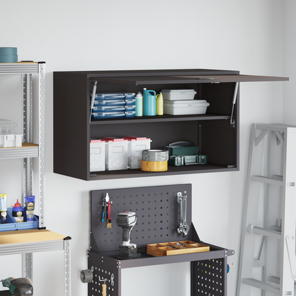 Vägghylla för garage Svart 90 x 40 x 53 cm Pulverlackerad stål