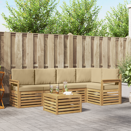 Utomhussoffset 6 st Vit och Beige Polyester
