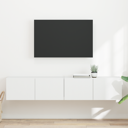 TV Vägghylla 2 st Vit Konstruerat trä