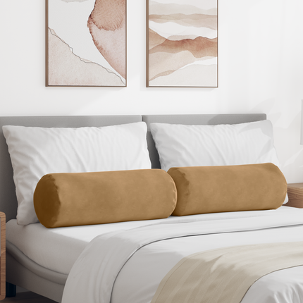 Bolsterkuddar 2 pcs Brun Ø 25 x 70 cm Kordread tyg
