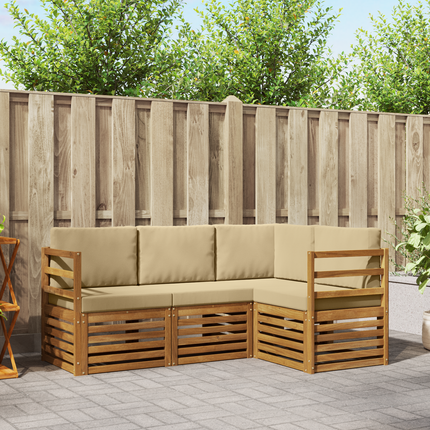 Utomhussoffset 4 st Naturlig och Beige Polyester