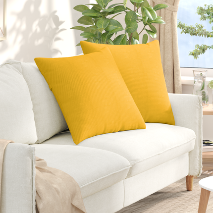 Sofakuddar 2 pcs Ljusgul 60 x 60 cm Kordread tyg