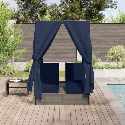 Dubbel solstol Justerbar Svart 205 x 129 x 200 cm konstrotting