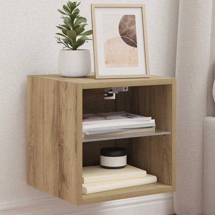 Väggmonterad tv-bänk LED artisan ek 30x28,5x30 cm