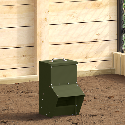 Hönsfodertråg Olivgrön 20 x 25 x 35 cm Kallvalsat Stål