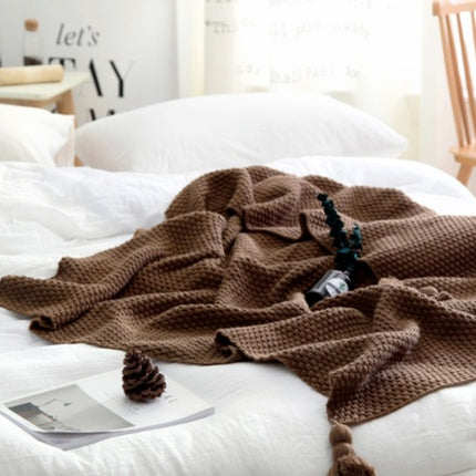 Nordic fringed knit ball blanket wool blanket office air conditioning lunch break blanket shawl blanket sofa leisure blanket blanket