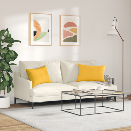 Sofakuddar 2 pcs Ljusgul 60 x 40 cm Kordread tyg