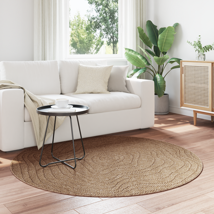 Områdesmattor Rund Moiré AGIRA Naturfärg Ø 160 CM Polyester